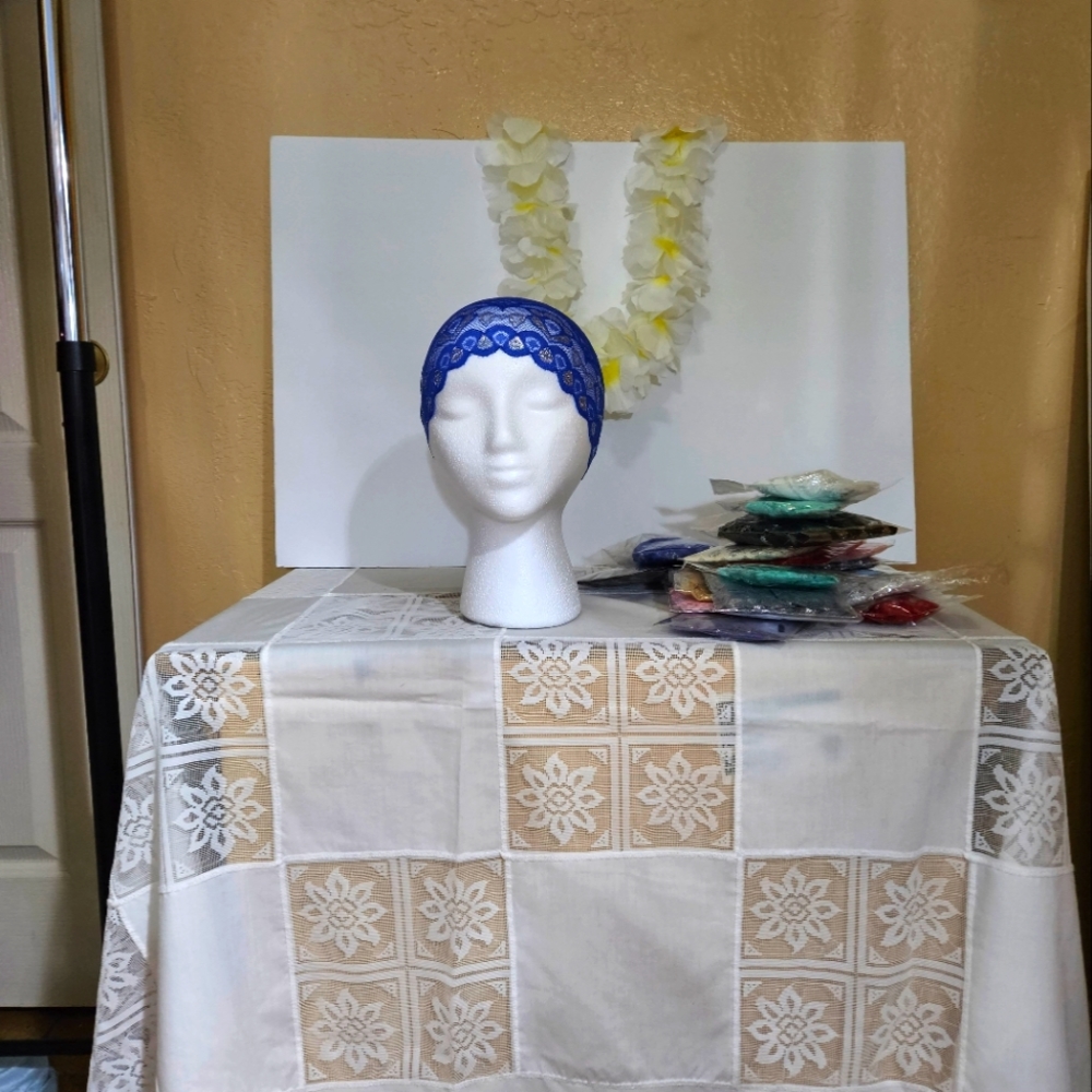 Women  Muslim lace hat Islamic  color  blue 💙